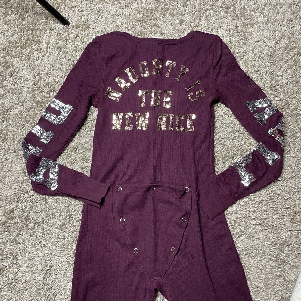 Victoria's Secret Plum Pajama Onesie with Metallic Accents - Picture 6 of 9